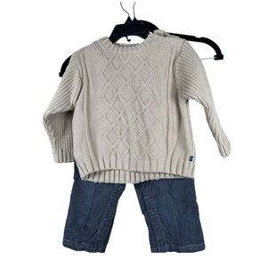 Kenneth Cole Reaction Boys Beige Sweater & Black Corduroy Pants Set SZ 18 Months
